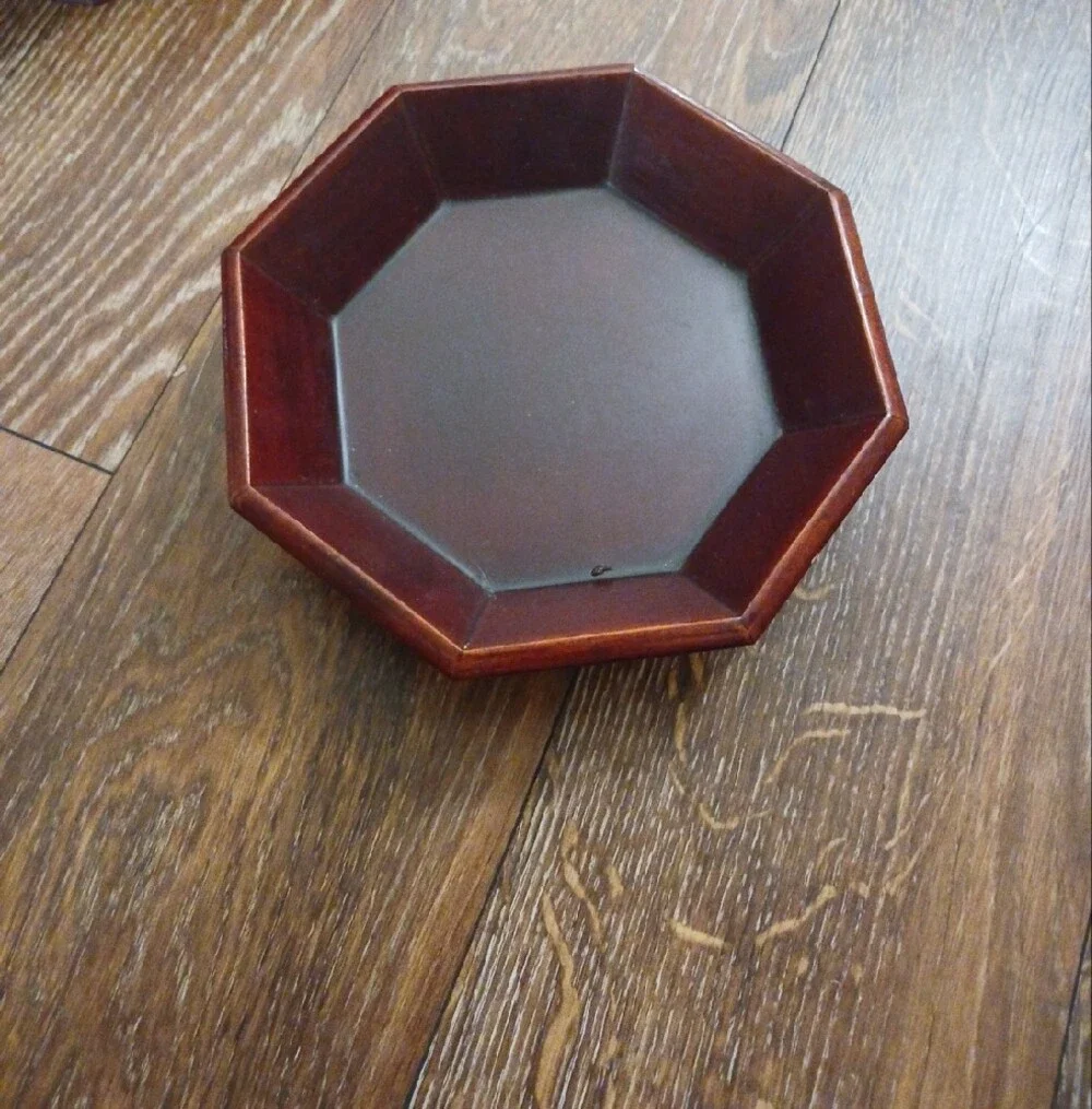 Asian Octagonal Wooden Pedestal Serving Trays - Set of 4